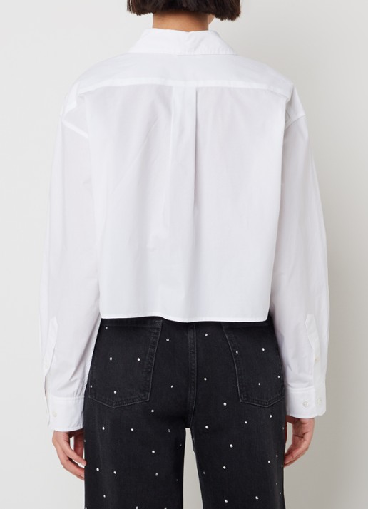 Sandro Cropped blouse met logoborduring - achterkant wit