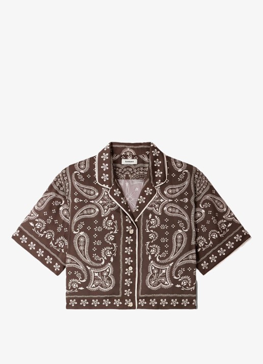 Sandro Cropped blouse met met jacquard dessin