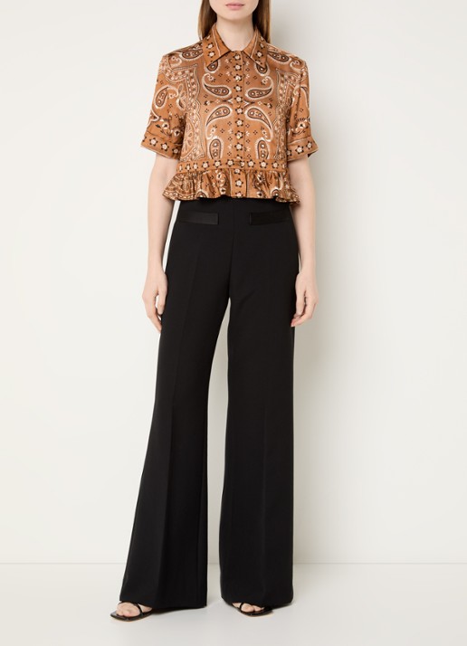 Sandro Cropped blouse met print - voorkant 3 lichtbruin
