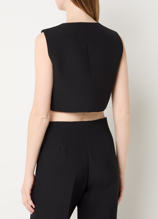 Sandro Cropped gilet in wolblend met V-hals - achterkant zwart