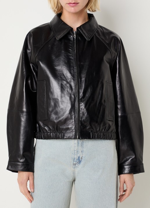 Sandro Cropped jack van lamsleer met steekzakken