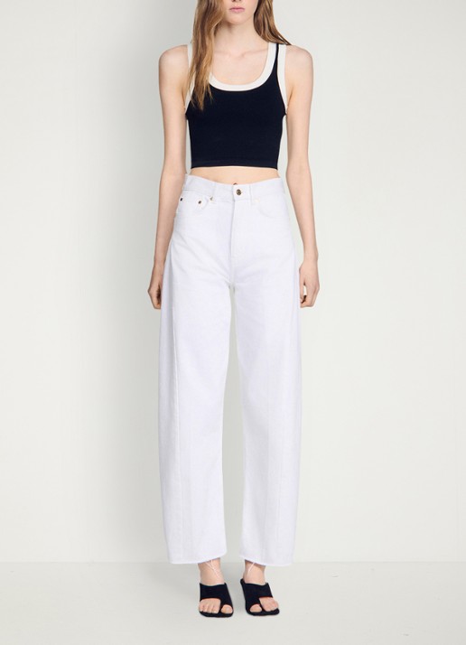 Sandro Cropped tanktop met contrasterende kleuren - detail 3 zwart
