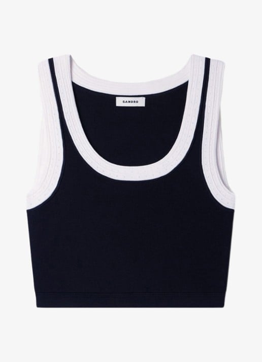 Sandro Cropped tanktop met contrasterende kleuren