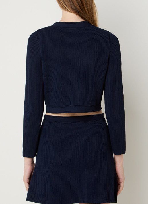 Sandro Cropped vest met ribstructuur - achterkant donkerblauw