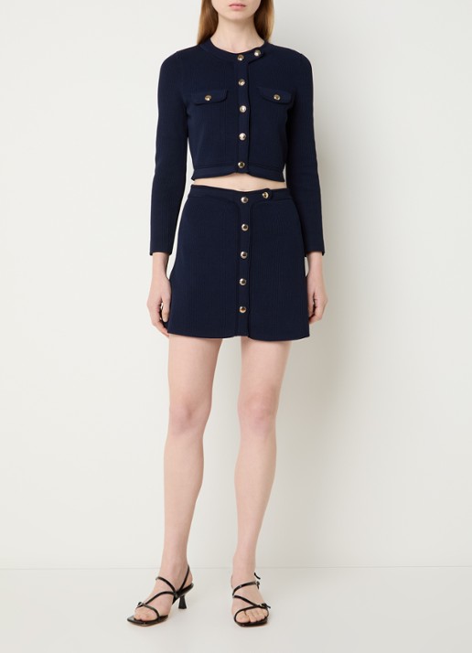 Sandro Cropped vest met ribstructuur - voorkant 3 donkerblauw