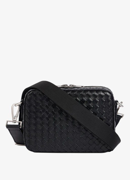 Sandro Crossbodytas van leer - voorkant 5 black / zwart