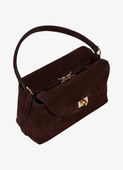 Sandro crossbodytas van suède - detail 3 brown / bruin