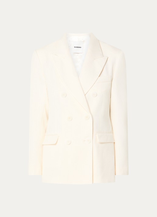 Sandro Double-breasted blazer met klepzakken - voorkant 2 ivoor