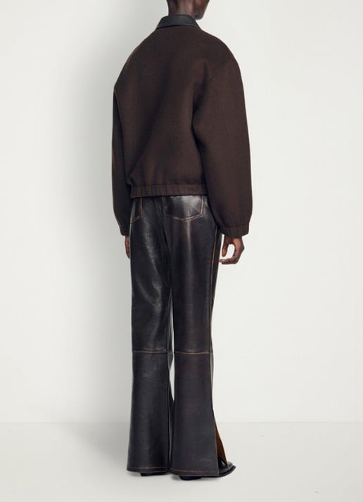 Sandro Double-faced leather collar jacket - achterkant black brown / bruin