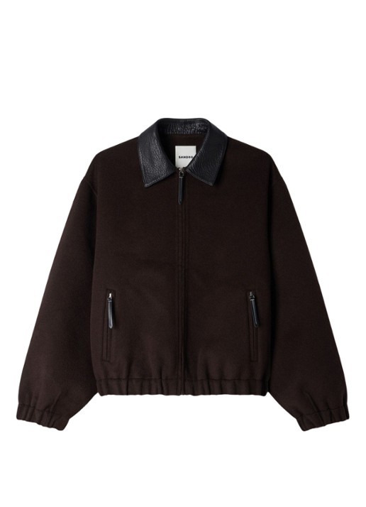 Sandro Double-faced leather collar jacket