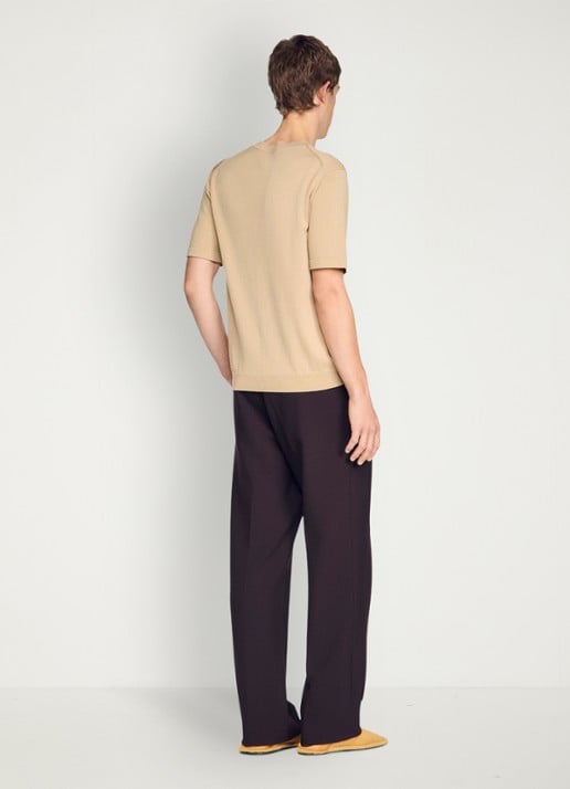 Sandro Fijngebreid T-shirt in zijdeblend - achterkant 3 beige