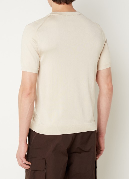 Sandro Fijngebreid T-shirt met ronde hals - achterkant zand