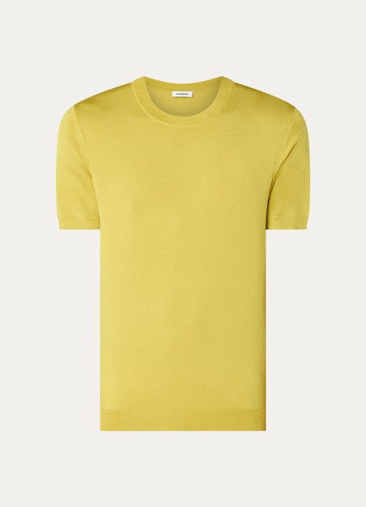 Sandro Fijngebreid T-shirt met ronde hals - voorkant 3 lime