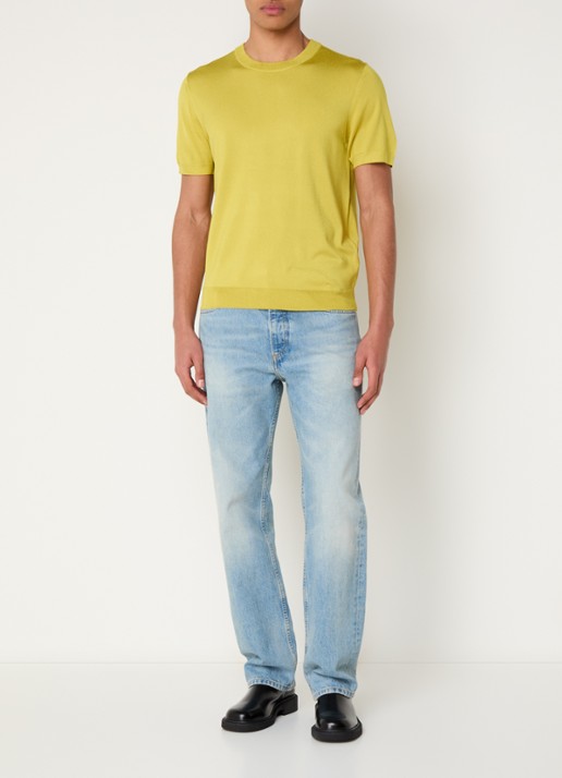 Sandro Fijngebreid T-shirt met ronde hals - voorkant 4 lime