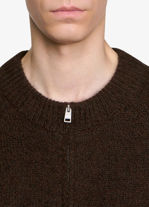 Sandro Fijngebreid vest in wolblend - detail 3 chocoladebruin