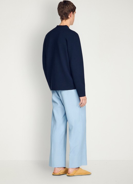 Sandro Fijngebreid vest met bloemdetail - achterkant 6 donkerblauw