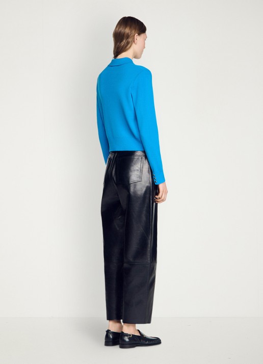 Sandro Fijngebreid vest met sierknopen - achterkant 7 blue / blauw