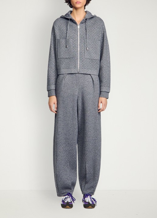 Sandro Fijngebreid vest met strass - voorkant 6 grijs