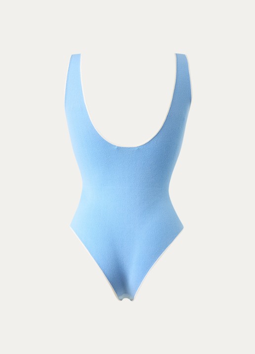 Sandro Fijngebreide body met logoborduring - achterkant 3 blauw