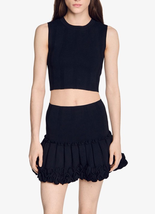 Sandro Fijngebreide crop top