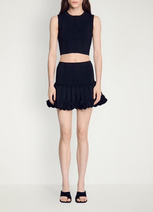 Sandro Fijngebreide crop top - detail 4 zwart