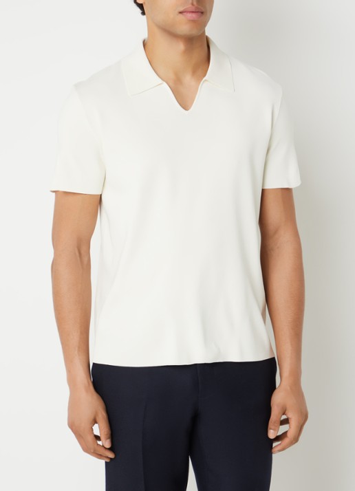 Sandro Fijngebreide polo met stretch - detail gebroken wit