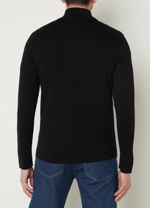 Sandro Fijngebreide pullover van merino wol - achterkant carbon black / zwart