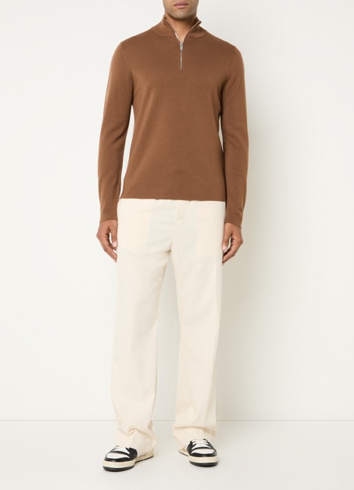 Sandro Fijngebreide pullover van merino wol - voorkant 2 beige