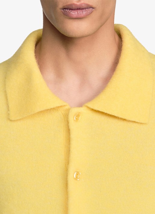 Sandro Fijngebreide trui in wolblend met kraag - detail 2 geel