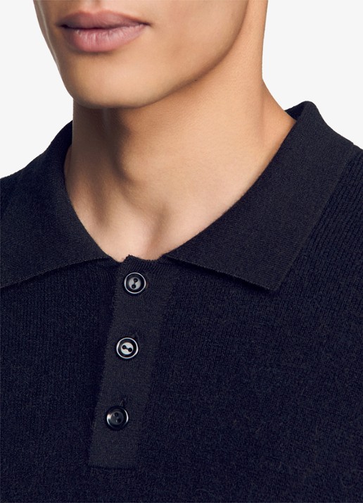 Sandro Fijngebreide trui in wolblend - detail 6 black / zwart