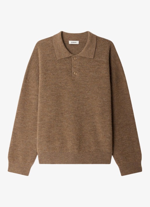 Sandro Fijngebreide trui in wolblend - voorkant 2 beige / taupe