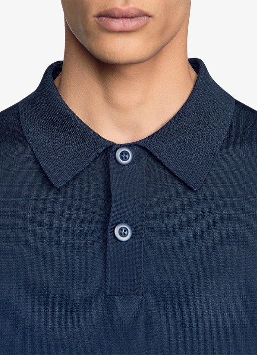 Sandro Fijngebreide trui met polokraag - detail 2 donkerblauw