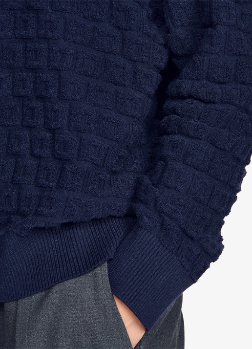 Sandro Fijngebreide trui met structuur - detail 5 donkerblauw