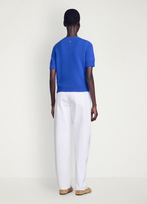 Sandro Fijngebreide trui van wol - achterkant 6 blauw