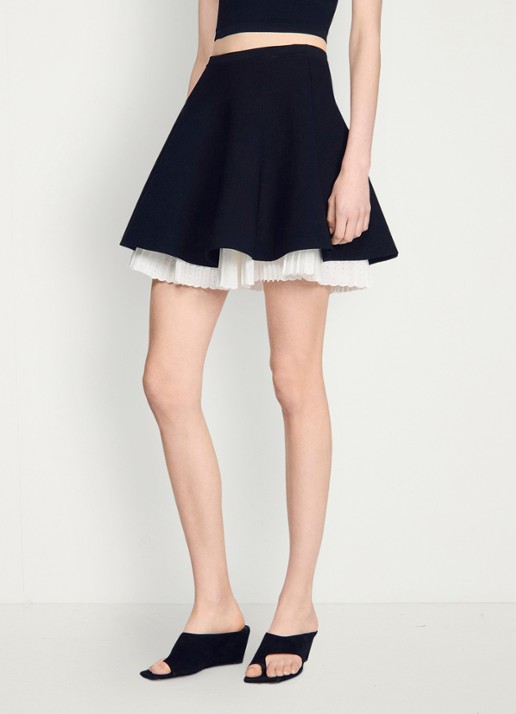 Sandro Gebreide mini rok met plooien - detail 4 zwart