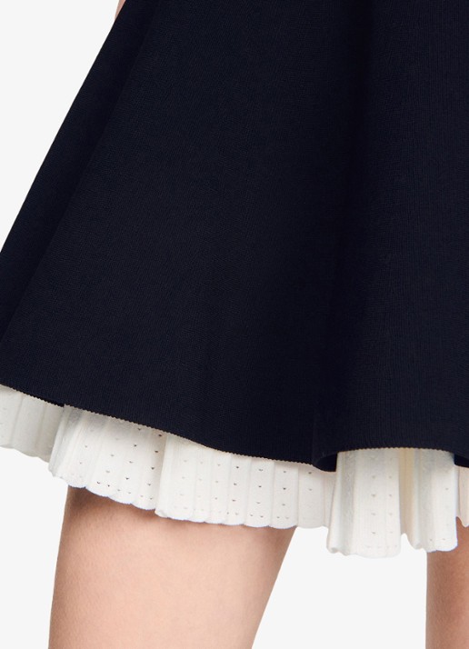 Sandro Gebreide mini rok met plooien - detail 6 zwart