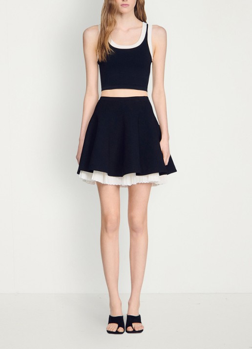 Sandro Gebreide mini rok met plooien - detail 7 zwart