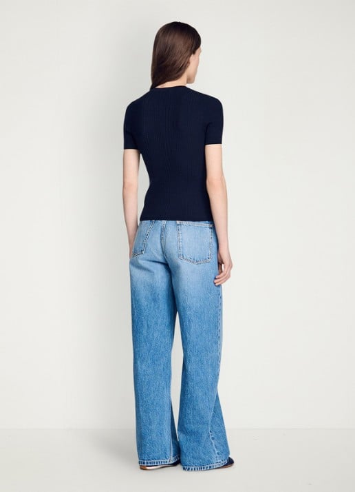 Sandro Gebreide trui met knopen - achterkant 5 blauw