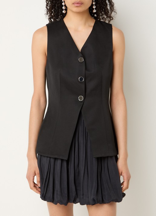 Sandro Gilet in linnenblend