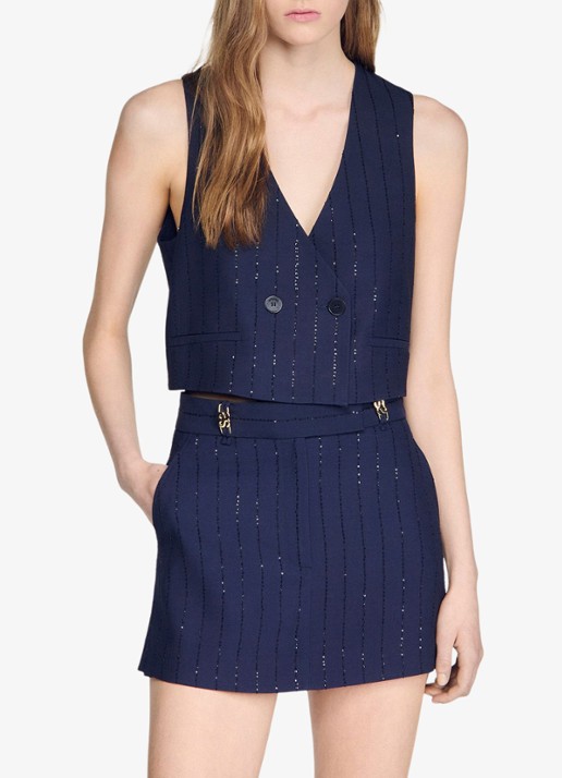 Sandro Gilet met gestreept detail en V-hals