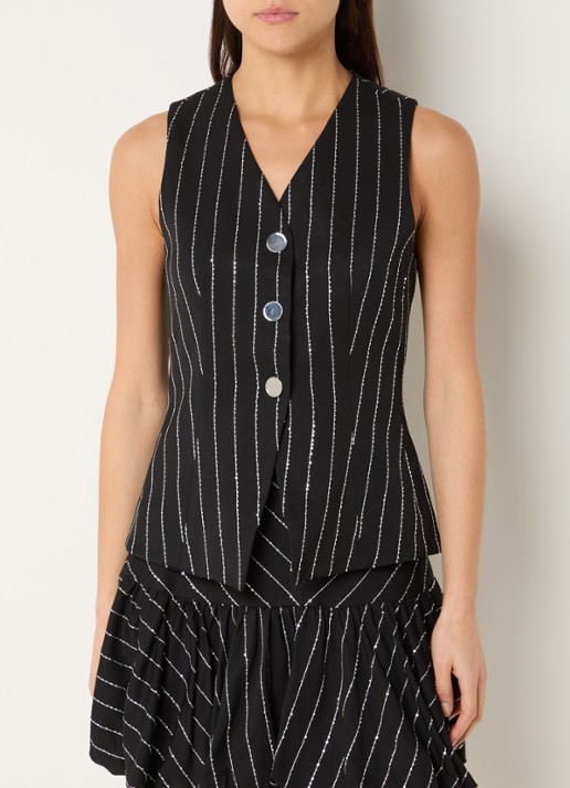 Sandro Gilet met streepprint en strass