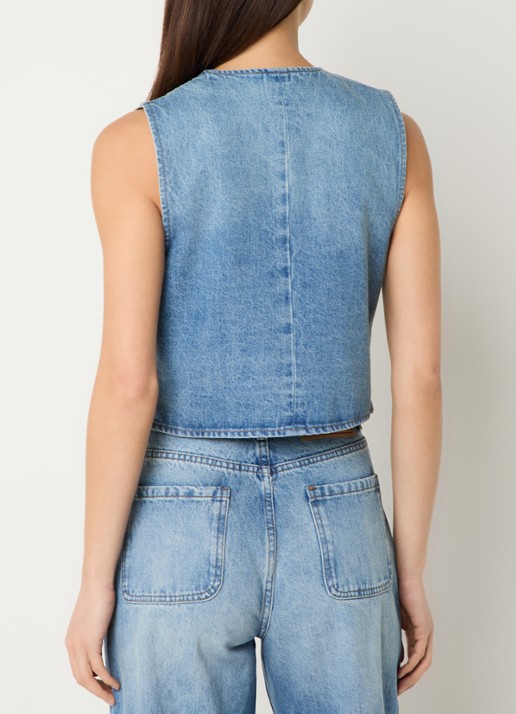 Sandro Gilet van denim met studs - achterkant 3 indigo