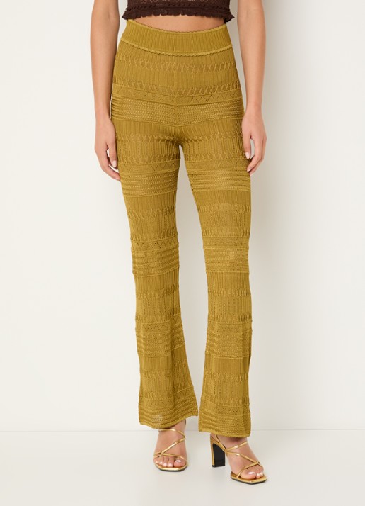 Sandro Grofgebreide high waist straight fit broek