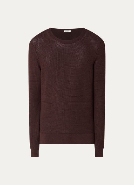 Sandro Grofgebreide pullover met structuur - voorkant 3 hazelnootbruin