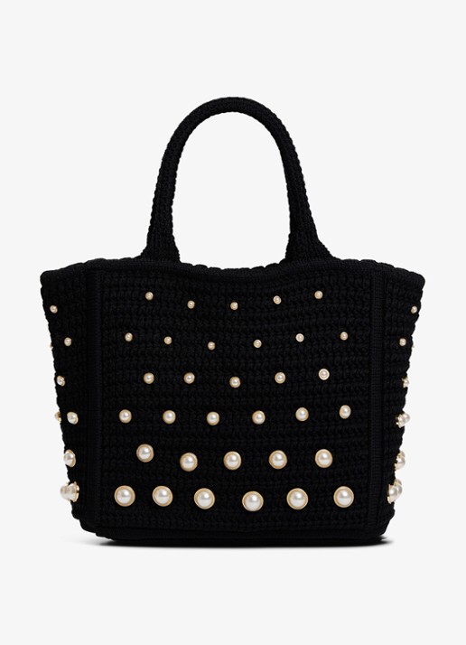 Sandro Handtas van crochet met studs - achterkant 4 zwart