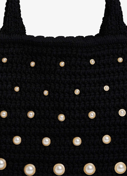Sandro Handtas van crochet met studs - detail 3 zwart