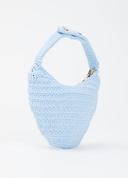 Sandro Handtas van crochet - achterkant 2 lichtblauw