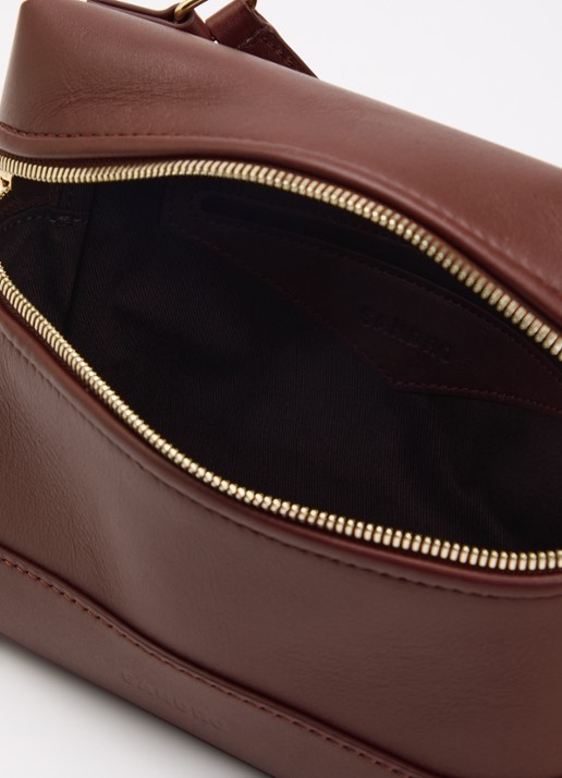 Sandro Handtas van leer met afneembare schouderriem - detail 4 bruin