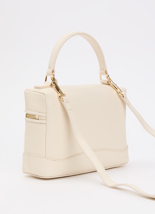 Sandro Handtas van leer met afneembare schouderriem - achterkant 6 beige