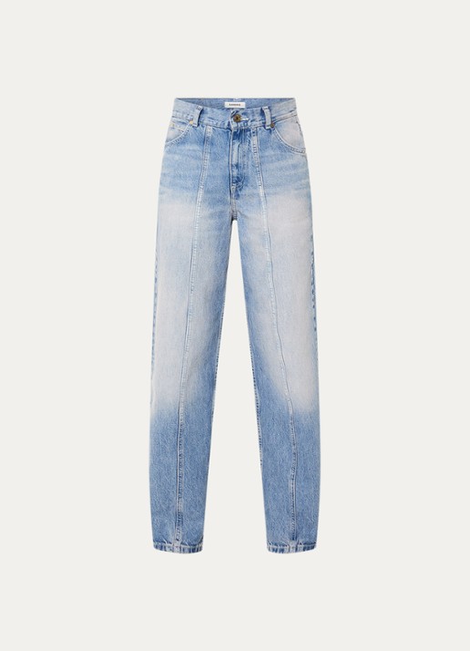 Sandro High waist balloon fit jeans met lichte wassing - voorkant indigo